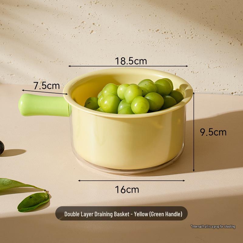 Double-Layer Vegetable and Fruit Washing Basket with Handle