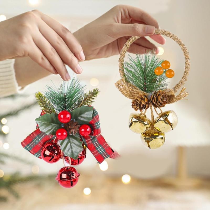 Christmas Bell Ornaments with Decorative Bows Hanging Holiday Decorations for Mall Window Display DIY Festive Party Home Decor