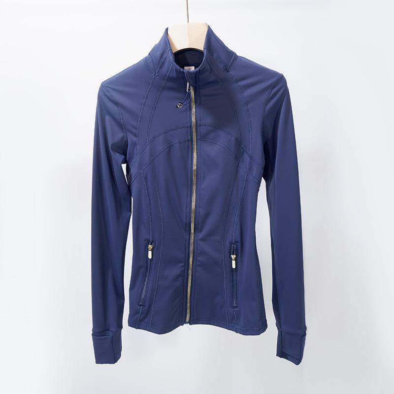 Damen 2.0 Classic Jacke mit goldenem Reißverschluss - Dünnes, hochelastisches Nylon für Frühling/Sommer Sport & Yoga
