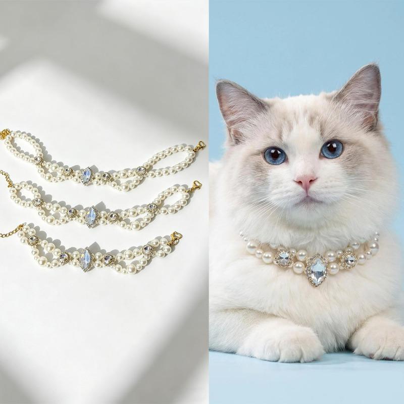 Süßer Haustier-Perlenhalsband Imitation Perle Katze und Hund Dekoration Leichter Luxus Beliebte Haustierhalskette