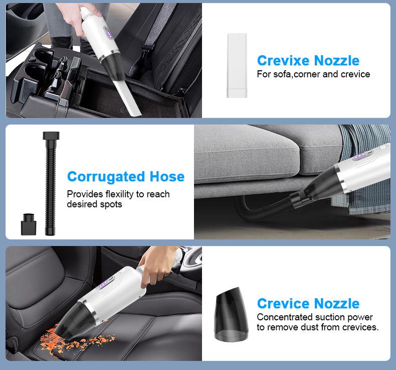 Wireless Car Vacuum & Charger: High Suction Handheld for Car & Home Dust Removal