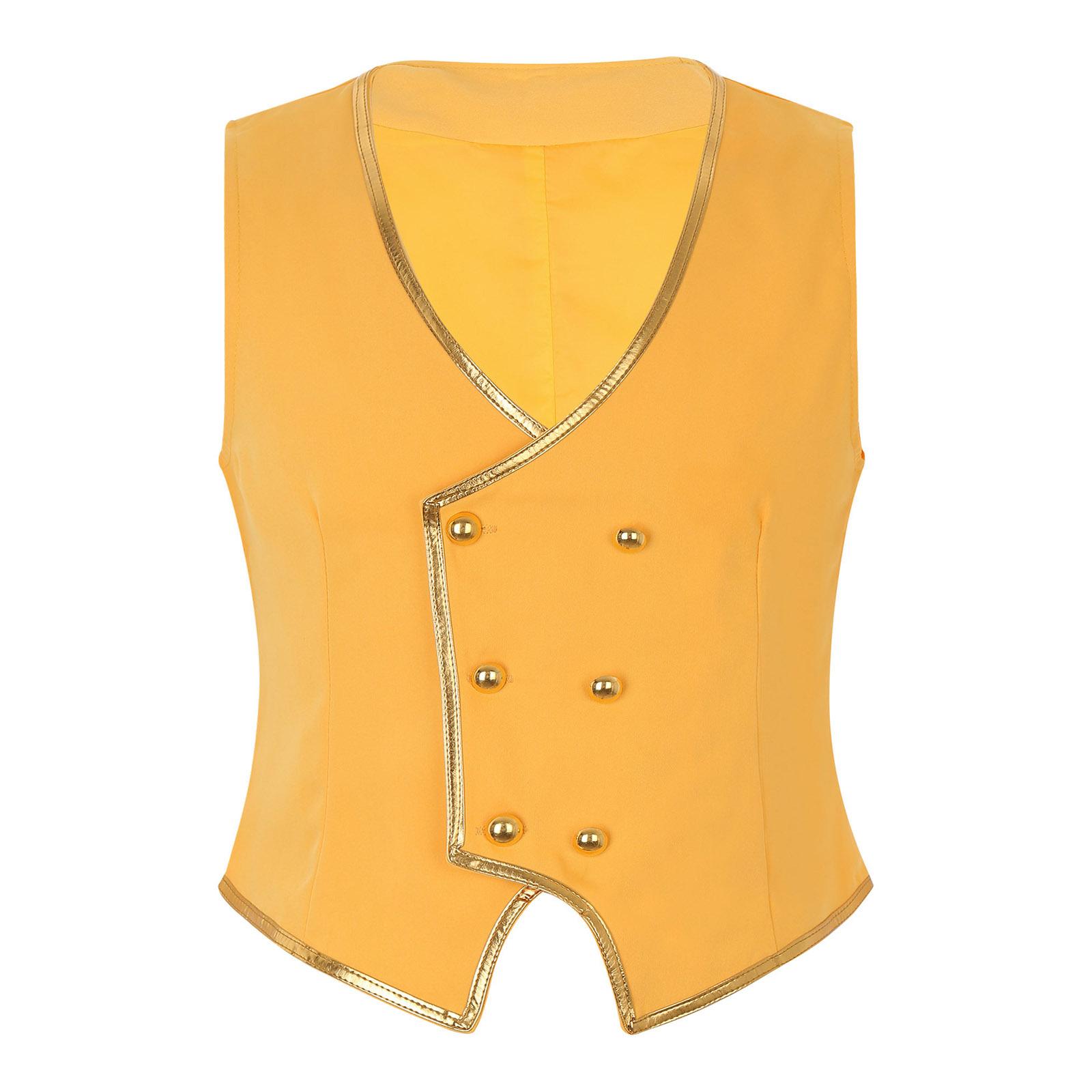 

Мужской жилет для костюма фокусника с двубортной золотой отделкой, куртка для косплея на Хэллоуин M