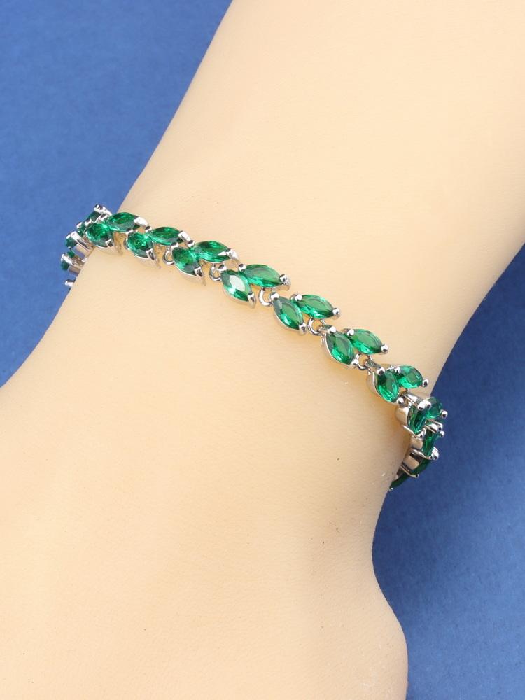 10-Colors Zircon Wedding Party Fine Jewelry Accessories Charm Chain Link Leaf Bracelet Girls For Women