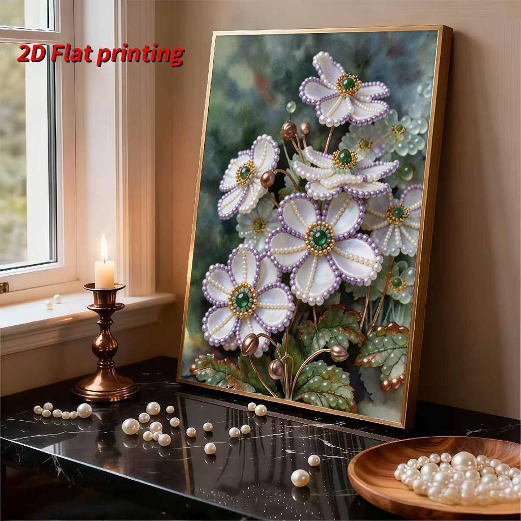 DIY Little White Flower Pearl Art Painting for Home Wall Decor Arts Craft  for Adults/Beginners Gift Idea Home Decor Without Frame