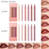 YOUNG VISION Sada matných 6barevných tekutých tužek na rty Sponge Tykev Head Mist Nude Lipstick Pen