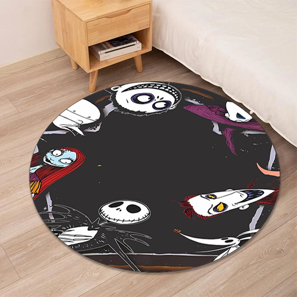 The Nightmare Before Christmas Printed Round Rug Carpet Chair Rug Area Rug Entryway Doormats,for Office Chair Living Room Bedroom Kitchen Room.