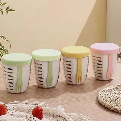 Yousheng Gobelet à Salade Portable avec Fourchette Récipient de Rangement pour Fruits pour Réfrigérateur Sans BPA Anti-fuite Gobelet à Emporter Récipient à Salade Préservant la Fraîcheur