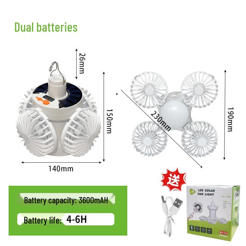 Cross-border Outdoor Camping Solar-Powered Fan with Large Capacity & Long Battery Life