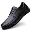 Men's Cowhide Leather Business Shoes - Soft Sole, Non-Slip, Sizes 45-46, Lace-Up, Ideal for Middle-Aged and Elderly Dads