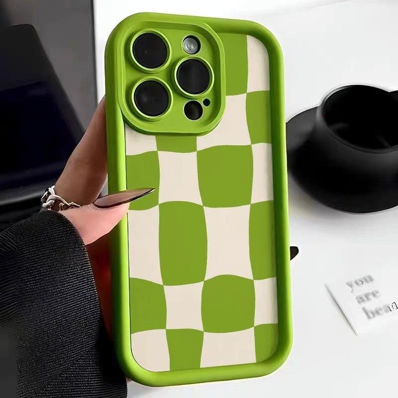 Color-blocked Plaid Case for Apple iPhone 15, 14 Pro, 16 Pro, 17 Pro, Full Coverage, 13mm Drop Protection