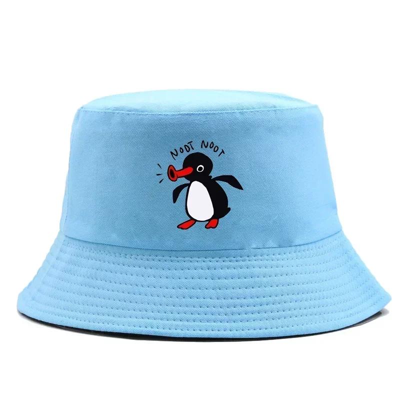 Sommer Pinguin Eimerhut Wende-Bob Herren Damen Baumwolle Reise Strand Fischerhut Outdoor Sport Hochzieh-Bob Panama Sonnenhut