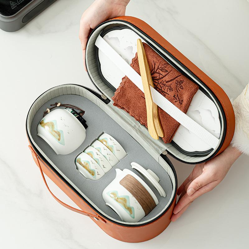 

Янхэ Циншань грубая керамика дорожный чайный набор китайский чайный набор кунг-фу бизнес-подарок чайная чашка Циншань летящая птица подарок