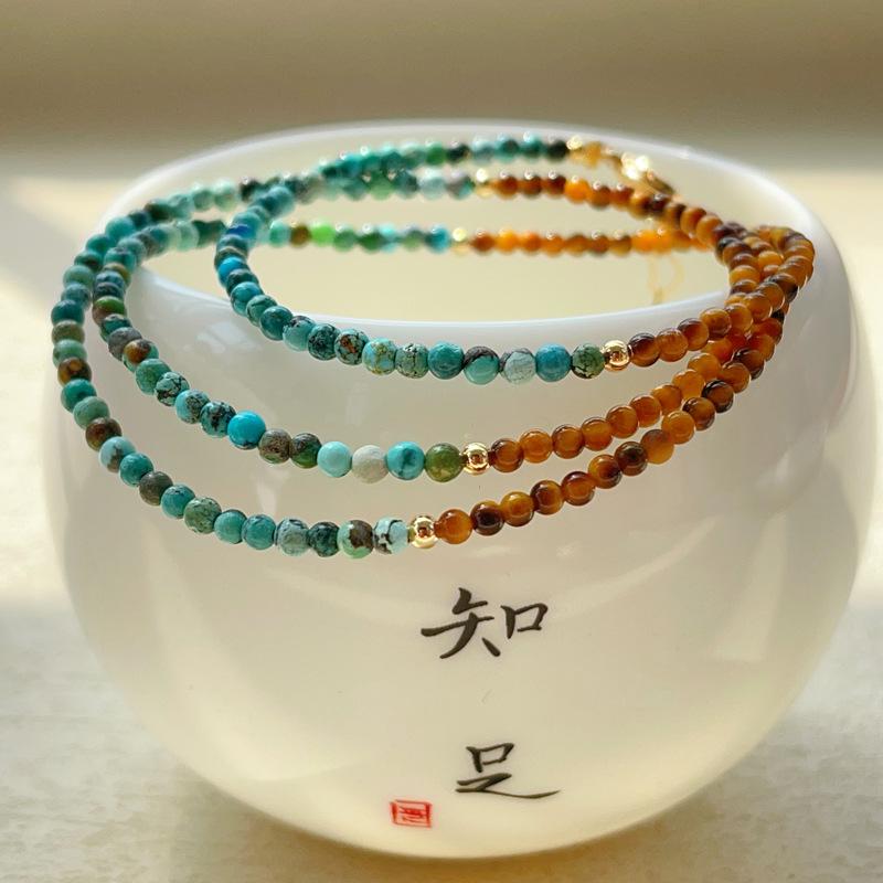 Hubei türkis Tigerauge Drei-Ring-Armband, die Kette ist verstellbar
