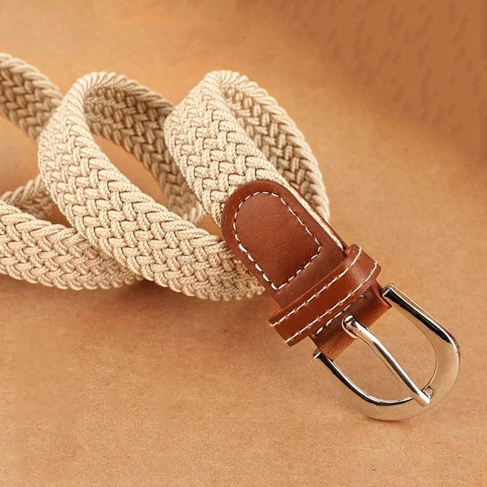 Knitted Thin Elastic Waistband Canvas Stretch Waist Belts Multicolored Woven Belt  Men