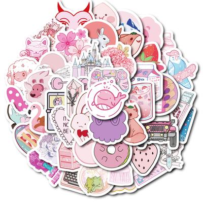 50 Dziewczęca Seria Pudrowa Naklejki Mix And Match Super Uroczy Różowy Rekin Kreskówka Ręcznie Malowane Naklejki DIY Dziennik Ręczny
