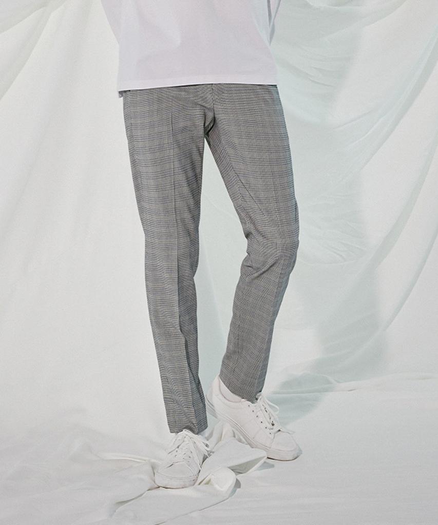 ADHOC Men'S Check Slacks (Lt-Grey)