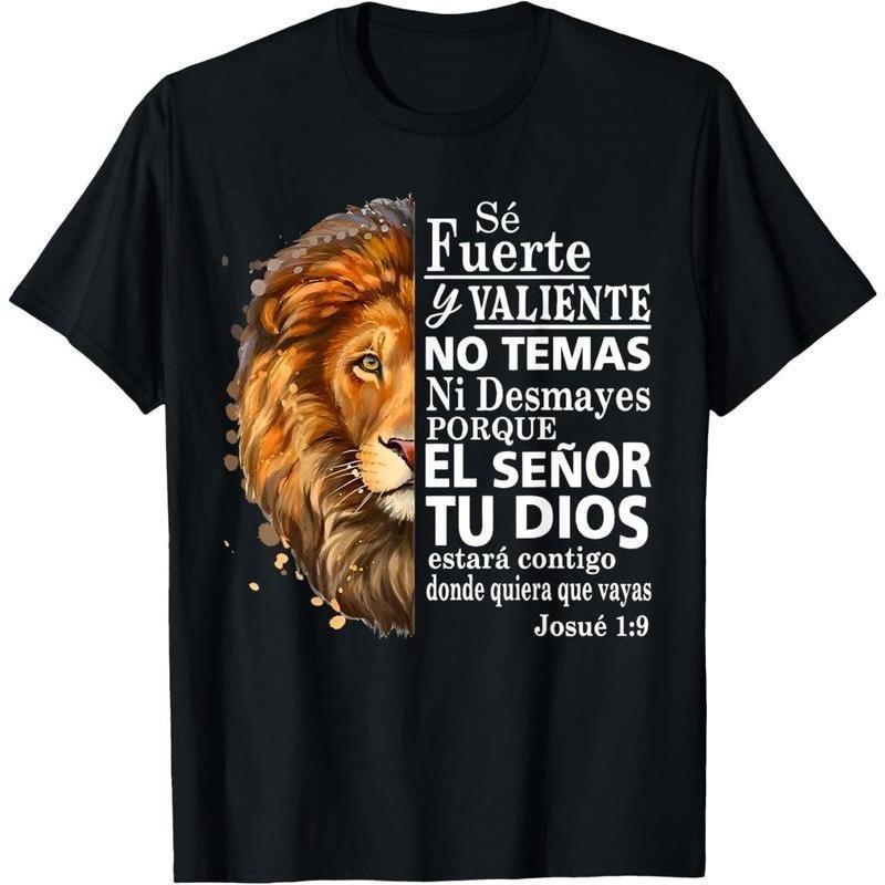 100% Valiente Josue 1:9 Spanish Christian Bible Verse T-Shirt XXXXL