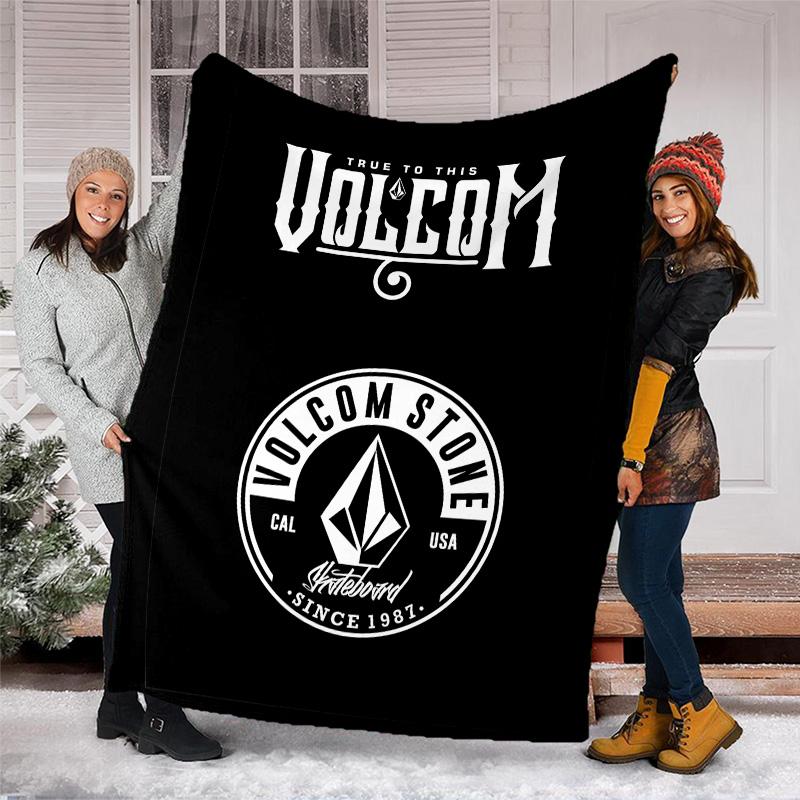 V-VOLCOM LOGO3 printed throw blanket—lightweight,soft,warm;versatile blanket for all seasons—perfect as &air-conditioning throw,nap blanket