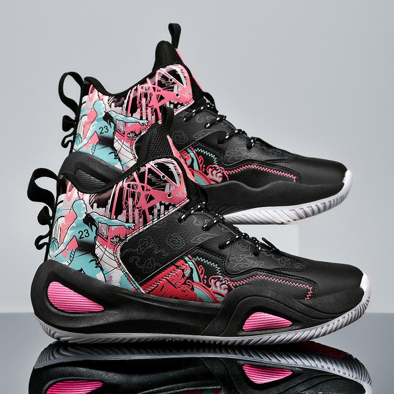 2025 New Large Size Basketball Shoes Men's Mandarin Duck Sports Shoes Young Students Practical Training Game Shoes