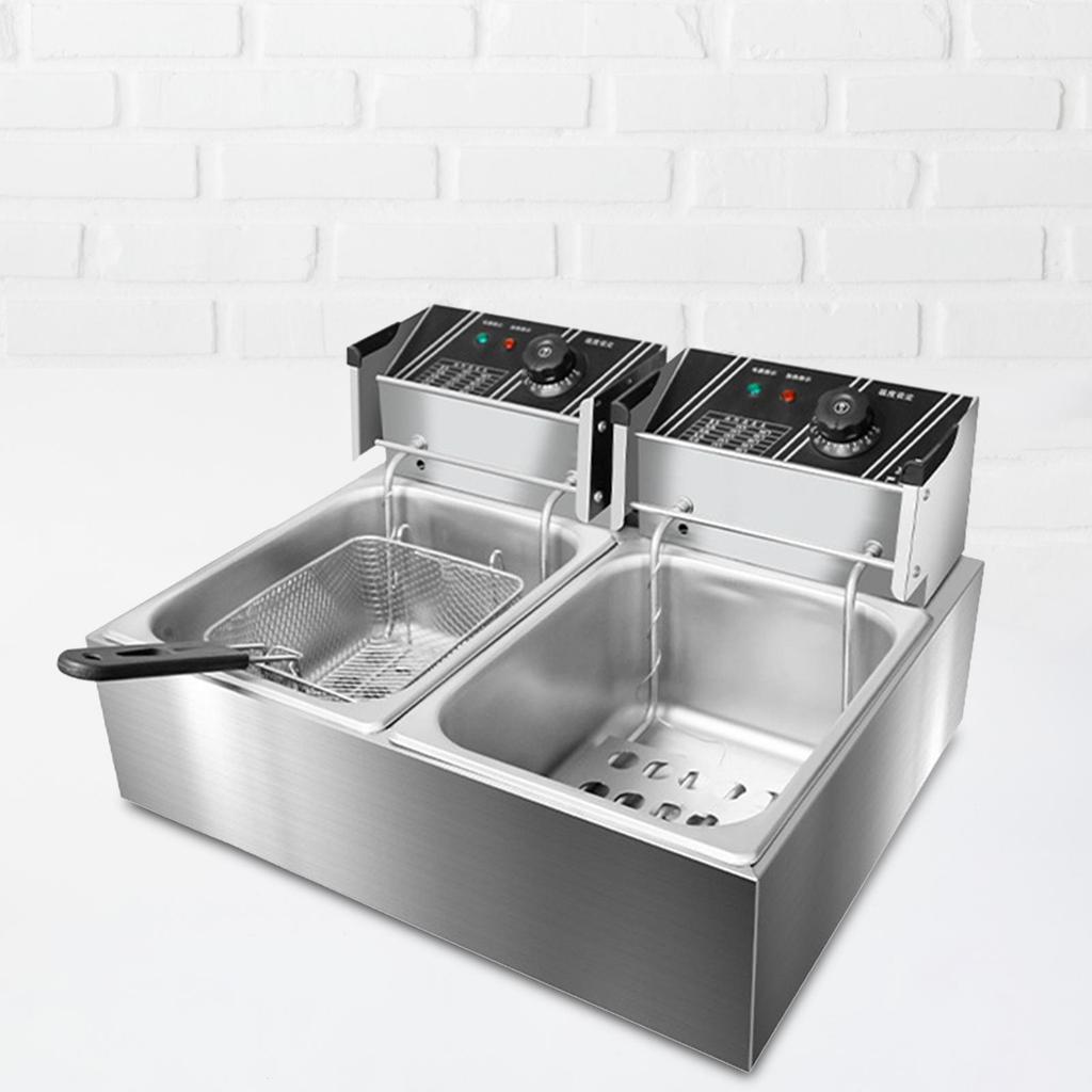 Electric Deep Fryer Stainless Steel Easy to Clean Kitchen Oil with 1 Basket