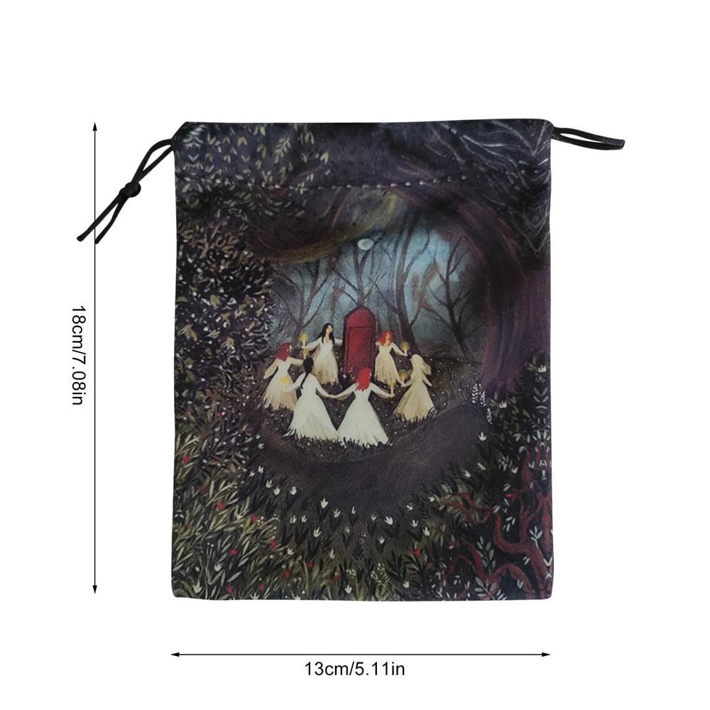 Velvet Tarot Card Storage Bag Rabbit Printing Mini Drawstring Bag Board Game Jewelry Dice Crystal Stones Pouch