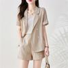 Women's 2025 Summer Loose Short-Sleeve Blazer & Wide-Leg Shorts Two-Piece Set