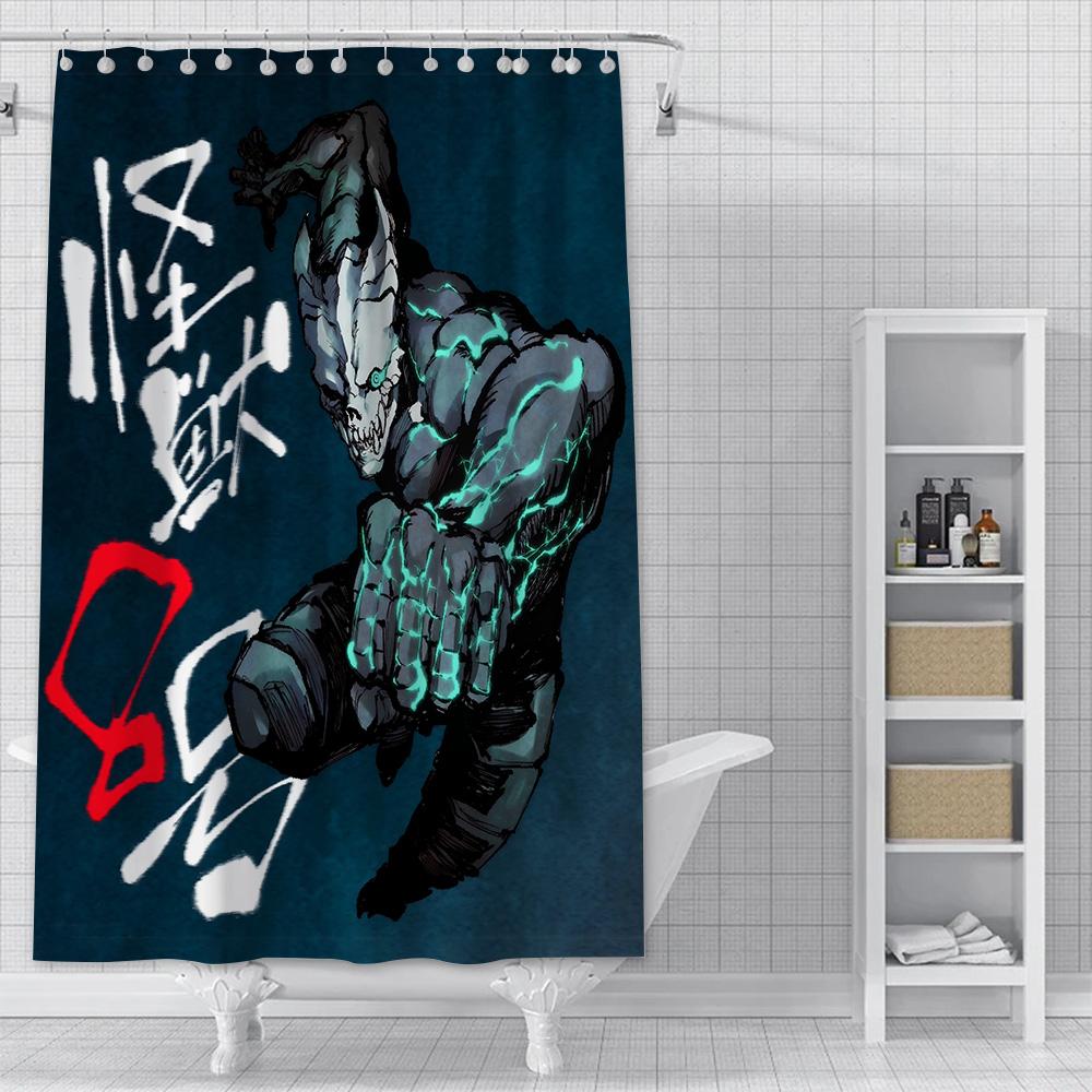 Japan Comics Kaiju No.8 Shower Curtain Waterproof Polyester Fabric Paint Bath Curtains Home Bathroom Decor Curtain Hook