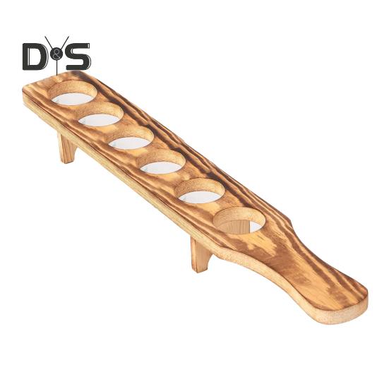 Wine Glass Rack 6 Small Wine Glasses Wooden Wine Holder Shot Serving Tray for Whiskey Vodka Tequila Good Helper for Parties Home Bar Restaurant