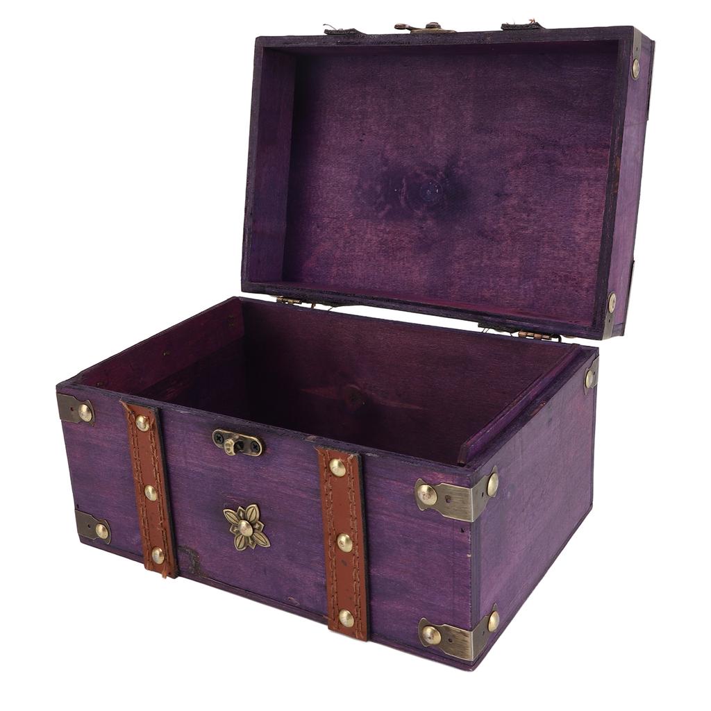 Vintage Treasure Chest Box 8.54x5.91x5.12in Wooden Retro Jewelry Storage Box Versatile Decorative Treasure Box for Home Bedroom