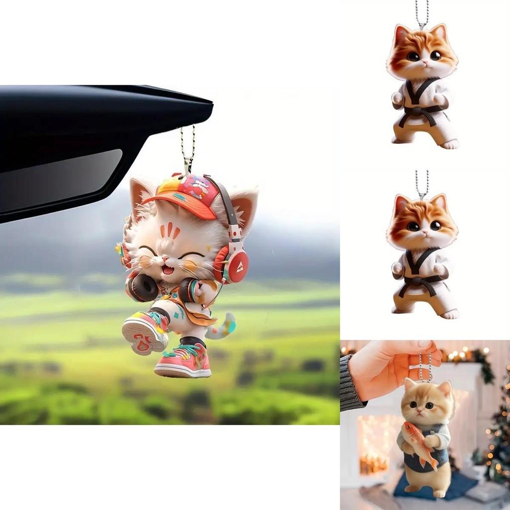 Cat Car Acrylic Pendant Decoration With Minimalist Style For Interior Decor