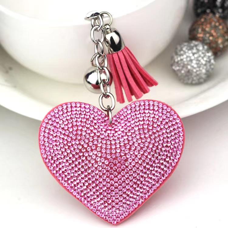 Rhinestone Heart Finger Keychain Bling Crystal Strap Pendant for Key Keychain Handbag Wallet Key Accessories Gift for Women