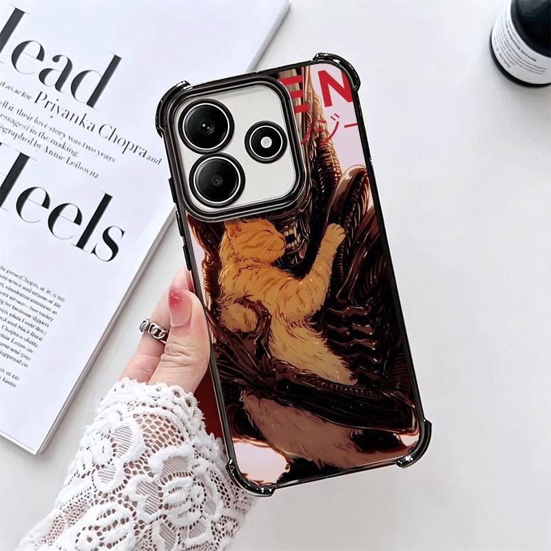Cool A-Alien X-Xenomorph Plating Phone Case For Xiaomi Redmi Note 14 15 Pro Plus 13 12 11 11S 11T 10 9S 9 5G Anti-Fall Airabag C