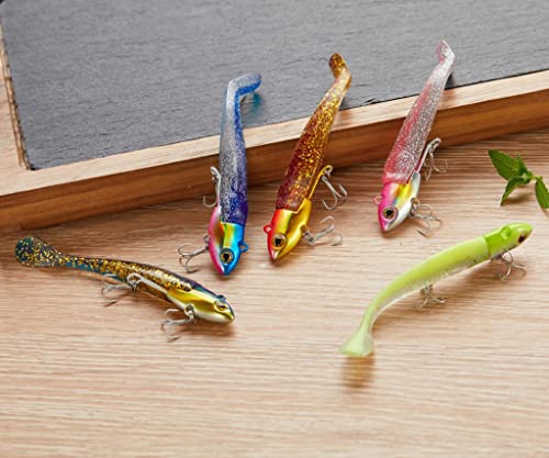 [Seiran Lure] Seabass Lure, Flounder Jighead Worm 16g 22g 28g Set, Spare Worm Included, Shad Worm, Vibration, Seabass, Bluefish, Flounder, Flathead