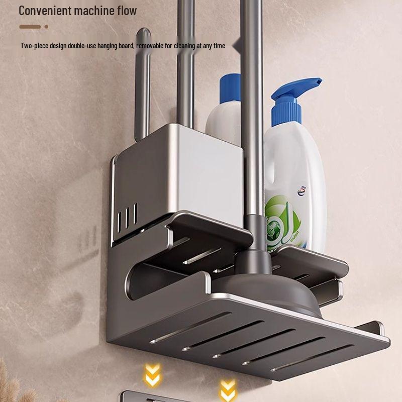 Bathroom Cleaning Set: Toilet Brush, Plunger, Storage Rack - No Dead Corners