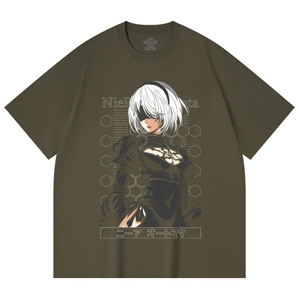 230 Gsm 100% Cotton NieR Automata V2 Print Unisex Heavy Cotton T Shirt