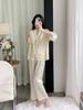 Women's Summer Ice Silk Camisole & Long Pants 3-Piece Set with Chest Pads - Light Luxury Homewear