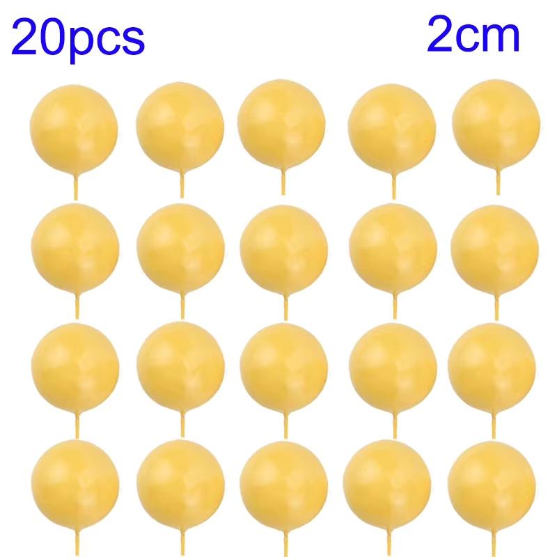 20Pcs Cake Topper Gold Silver Ball Happy Birthday Cake Topper DIY Cupcake Flag Christmas Ball Wedding  Decor Birthday Decoration
