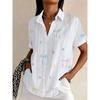 Women's Cute Doodle Floral Print Button Down Shirt, Casual Collared Tops for Spring Summer Daily Vacation Wear