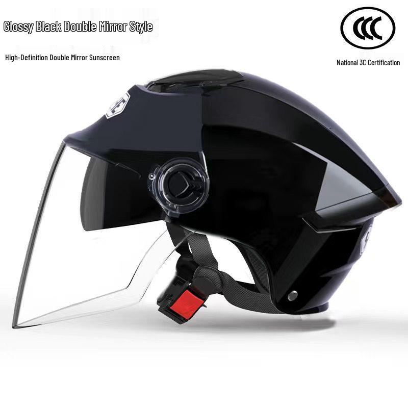 

3C Certified Motorcycle & Electric Scooter Helmet with Double Visor, Sun Protection, Adjustable Fit - Large Size