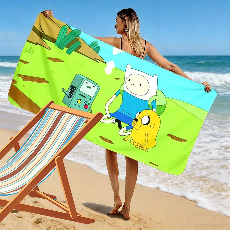 Adventure Time Print Beach Towel, Large Soft Quick Dry Towel for Beach Camping Swimming