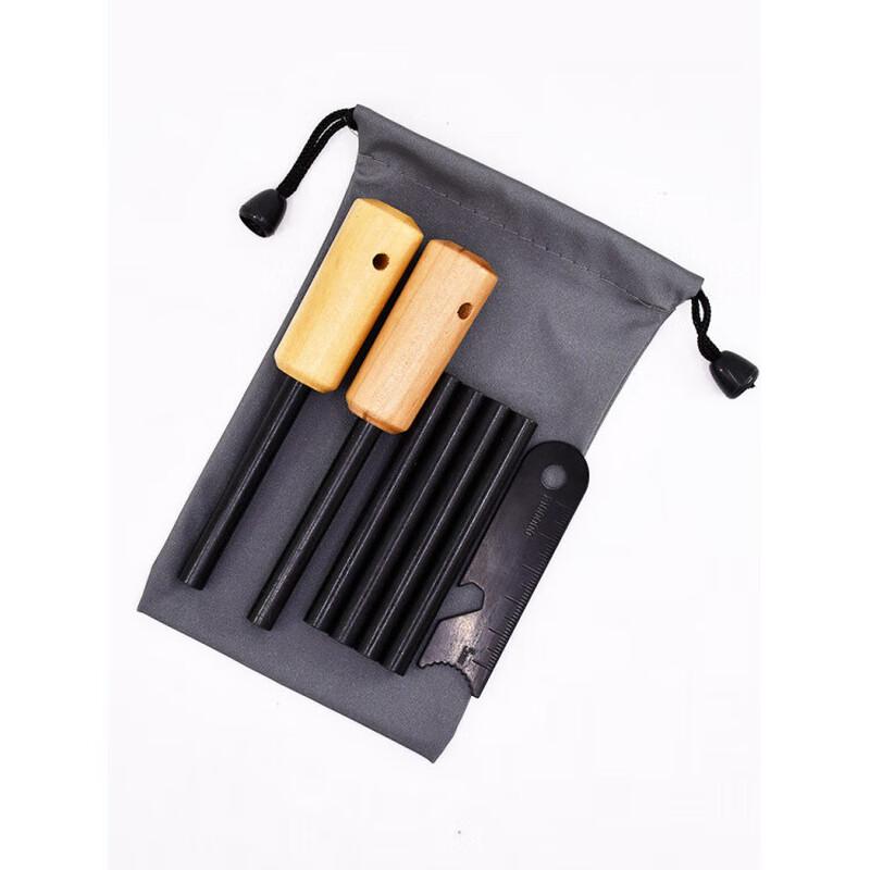 Wooden Handle Flint Steel Rod Survival Kit