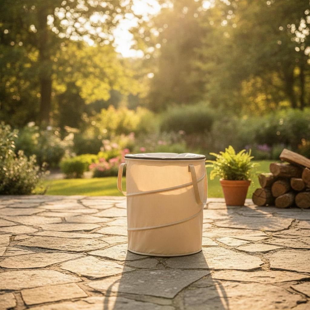 Portable Collapsible Yard Bin with Lid Heavy-Duty Foldable Trash Compact