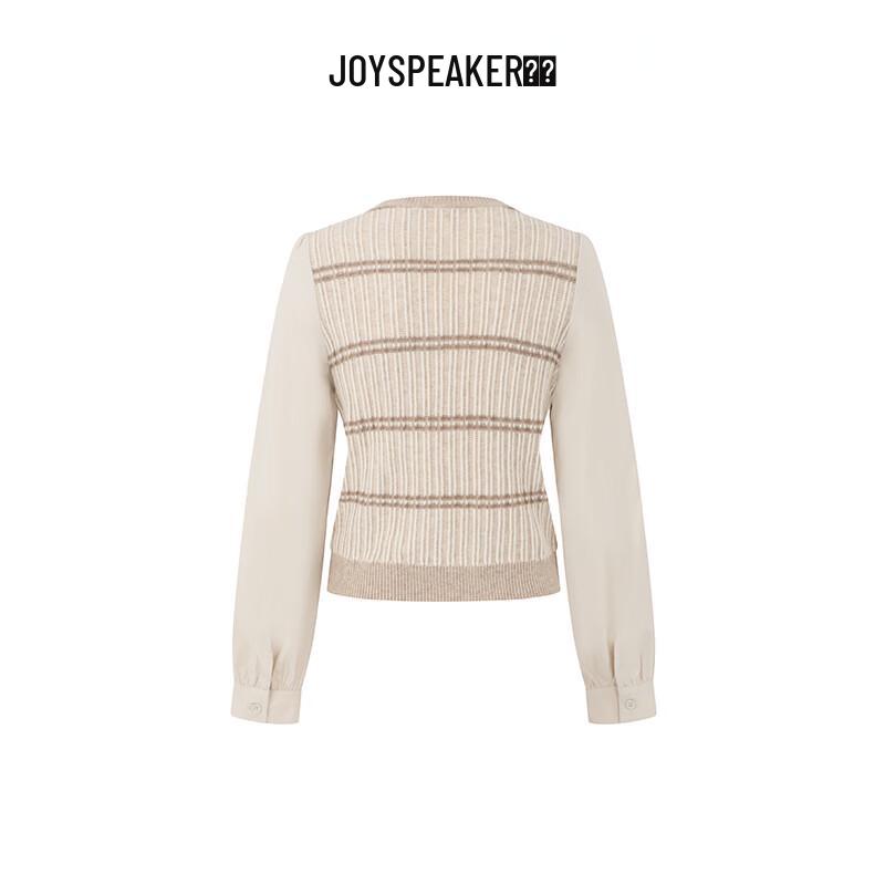 JOY SPEAKER Women's Round Neck Patchwork Knit Sweater