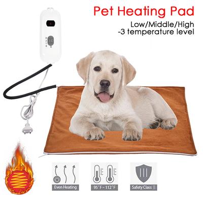 Dogs Cats Electric Heating Pad Winter Warming Bed Mattress 3 Gears Temperature Adjustable 45x45cm Pet Heated Sleeping Mat.