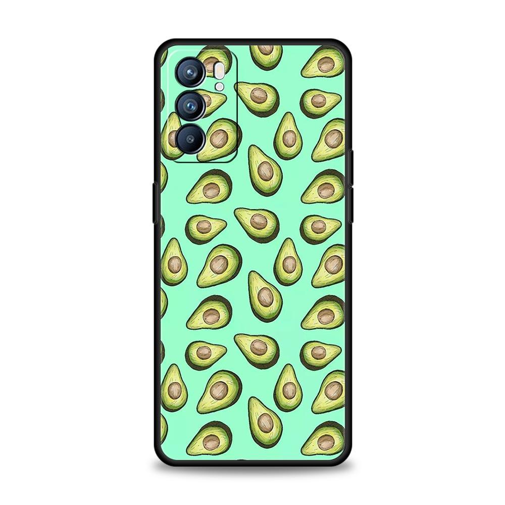 Cute Avocado Phone Case For Oppo A17 A31 A54 A57 A78 A79 A98 Find X5 X6 Reno 6 7 8 10 11 12 13 F Pro 5G Soft TPU Cover Funda Bag