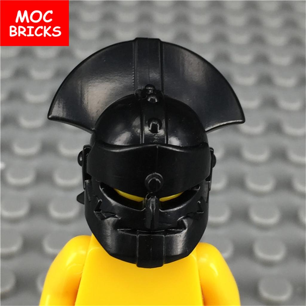 MOC Bricks Black Sword Shield Spear Halberd Helmet Medieval Knights Rome Action Figure Educational Building Block Gifts