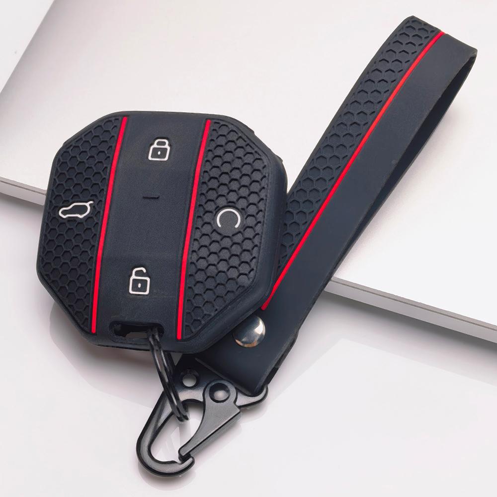 Silicone Car Keychain Strap for Chery JETOUR Freedom Traveler Tiggo 7 Pro Arrizo 8 OMODA 5 Honeycomb Texture Anti Scratch Anti Lost Key Ring Holder