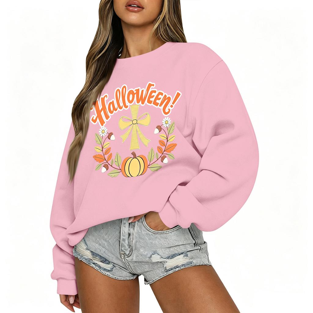 Women's Casual Long Sleeve Christmas Print Round Neck Top for Holiday Festive Wear