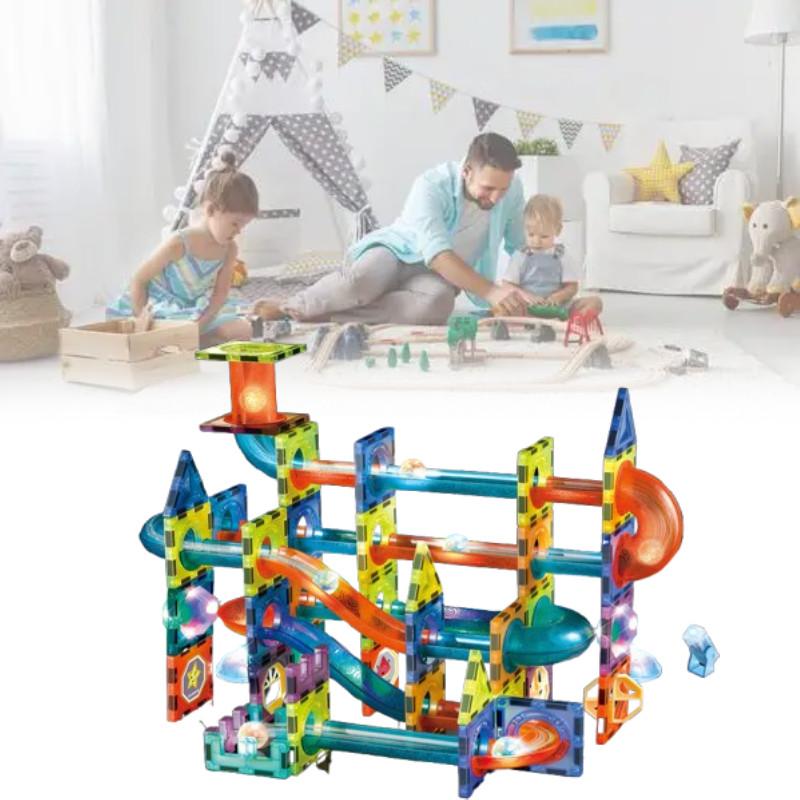 Building Magnetic Blocks Toy For Children With Scene Track Scene Design Supplies