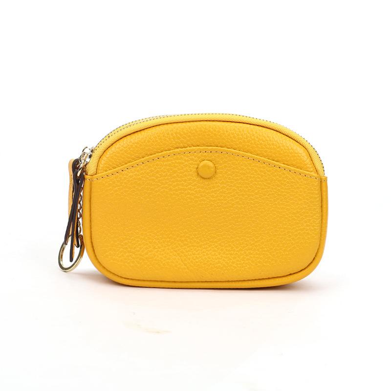 Women's Leather Small Coin Purse Simple Fashion Large-Capacity Double Zipper Keychain Mini Coin Purse